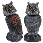 Hausse 2 Pack Fake Owl Decoys to Scare Birds Away, Rotating Head Plastic Owl Bird Deterrents, 10.6 Inch Height Bird Scarecrow Nature Enemy Horned Pest Repellent for Outdoor Garden Yard