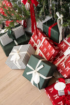 Merry Market Christmas Wrapping Paper Rolls, Premium Matte Gift Wrap, 30” x 168” Large Roll, Bows Stripes Design, Holiday Gift Wrapping