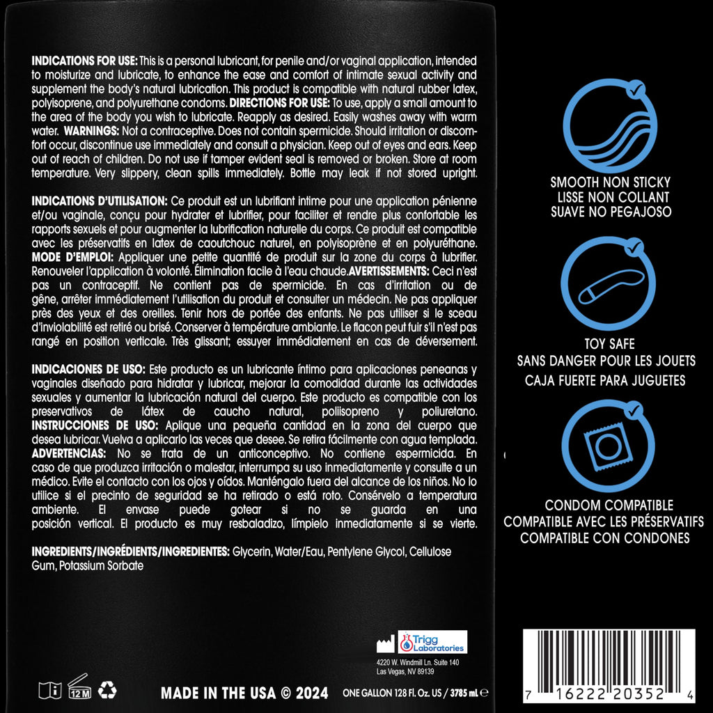 Wet Silver Water-Based Lubricant | Long-Lasting, Original Premium Formula | Vegan, pH-Balanced, Hypoallergenic, Paraben-Free, Non-staining | Lube for Men, Women & Couples, 128 fl oz