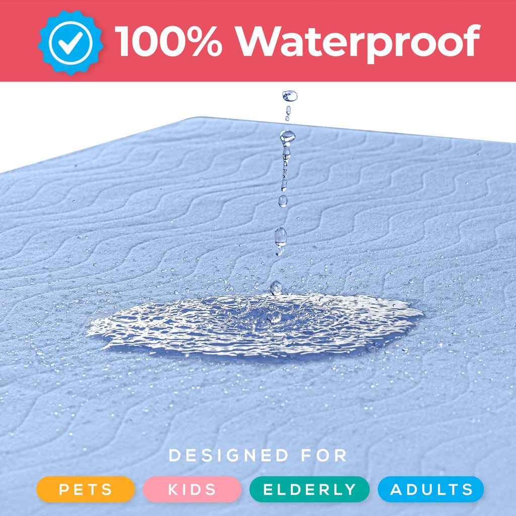 Utopia Bedding Washable Underpads 24" x 36" (Pack of 4), Waterproof Reusable Heavy Absorbency Incontinence Bed Pads for Adults, Kids, Elderly and Pets, Bedwetting Pads for Sofa and Couch (Blue)