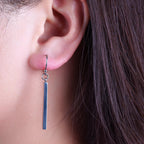 Limerencia Pure Titanium Vertical Bar Dangle Earrings, Lightweight Drop Earrings Hypoallergenic for Sensitive Ears Women (30 mm, Silver)