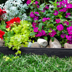 EasyFlex Tall Wall No-Dig Landscape Edging with Anchoring Spikes, 2.5 in. Tall Straight Top Plastic Garden Border with Woodgrain Texture, 40 Foot Kit, Black (3220E-40C)