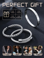 YADOCA 3Pcs Stainless Steel Bracelets for Men Roman Numeral Bangle Bracelet Adjustable Cuff Bracelet Twisted Cable Bracelet Mens Luxury Bracelets Jewelry Gifts Gold/Silver/Black