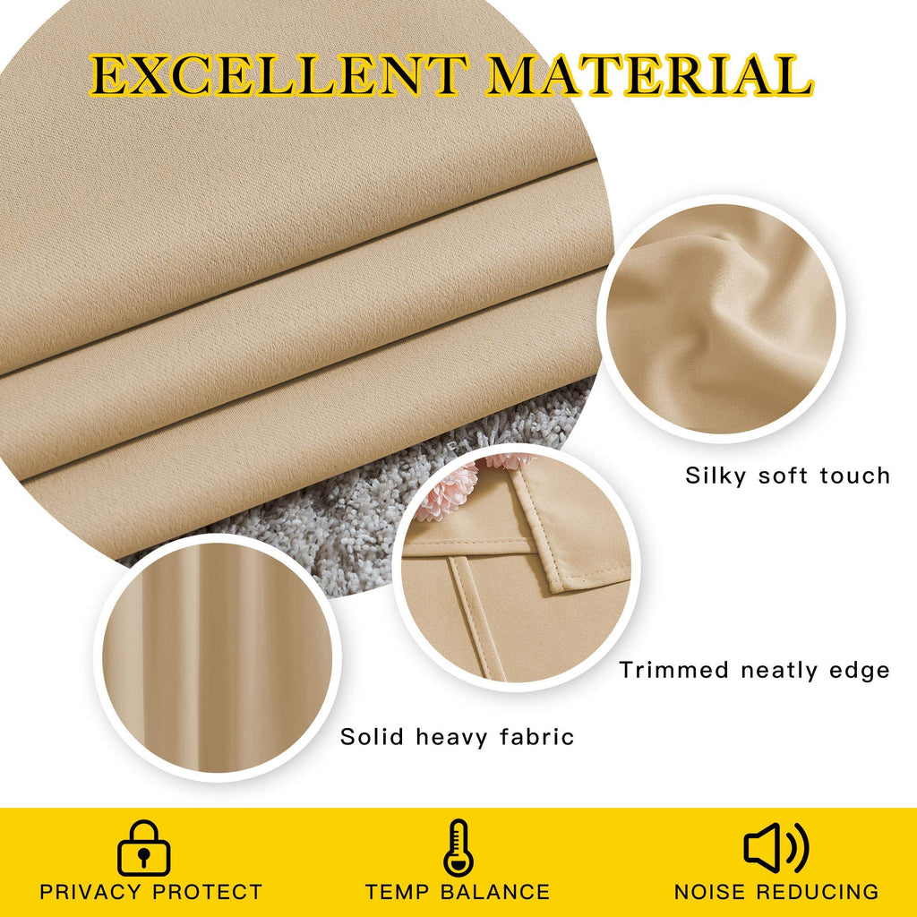 NICETOWN Biscotti Beige Blackout Curtains 84 Inches Long, W52xL84, 2 Panels