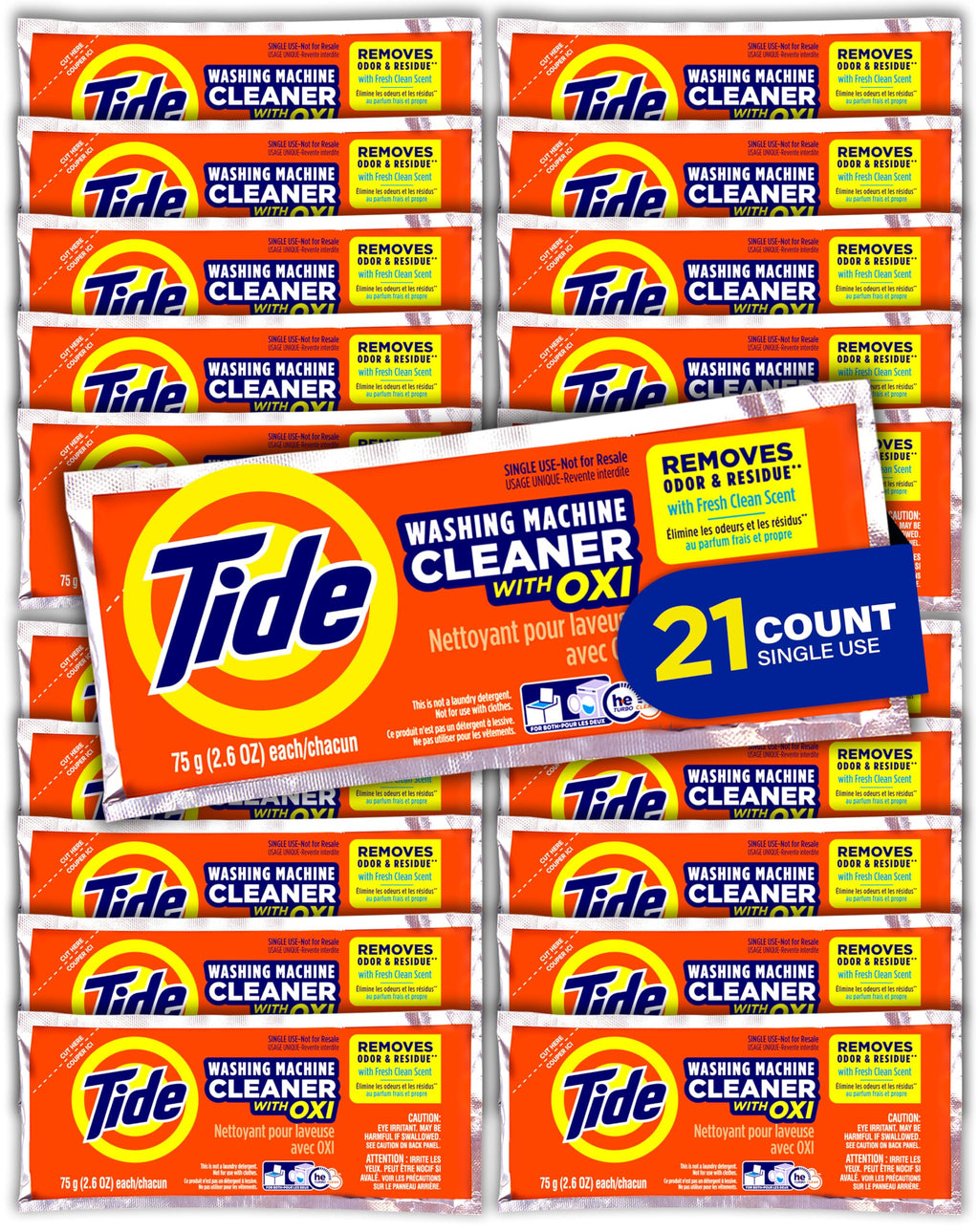 Washing Machine Cleaner by Tide, Washer Machine Cleaner with Oxi for Front and Top Loader Washer Machines, Deep Cleaning Residue & Odor Eliminator, 21 Month Supply