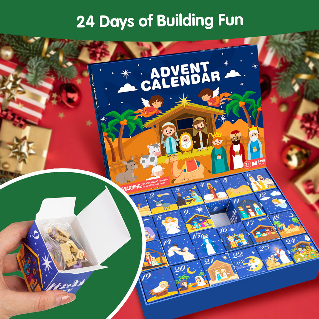 Nativity Advent Calendar 2026 Kids – 24 Days Building Blocks Kits Countdown Gifts, Christmas Stocking Stuffer Building Toys for Boys, Girls, Teens & Adults Ages 6+