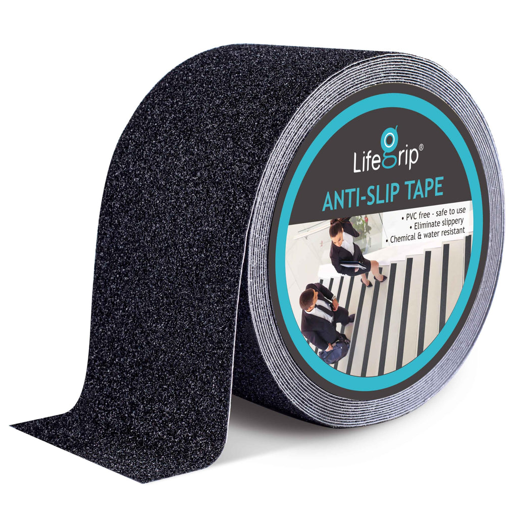 Lifegrip Anti Slip Tape, 3 Inch x 25 Foot Non-Slip Traction Grip Tape for Stairs, Waterproof Stair Treads Grip Non Slip, Non Skid Tape for Steps, Outdoor Black Grip Tape (3" X 25')