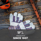 Wells Lamont 2 Pair Pack Men's Leather Work Gloves with Heavy Duty Reinforced Palms, Large (4006N-WNW), Grey