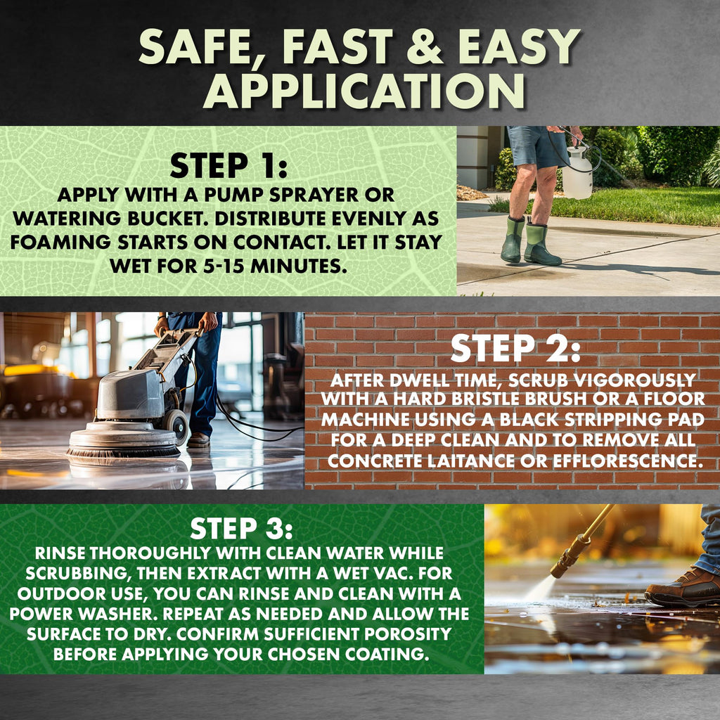 Eco Etch Pro Concrete Cleaner & Etcher Dissolver, Non-Toxic & Safe,1 Gallon