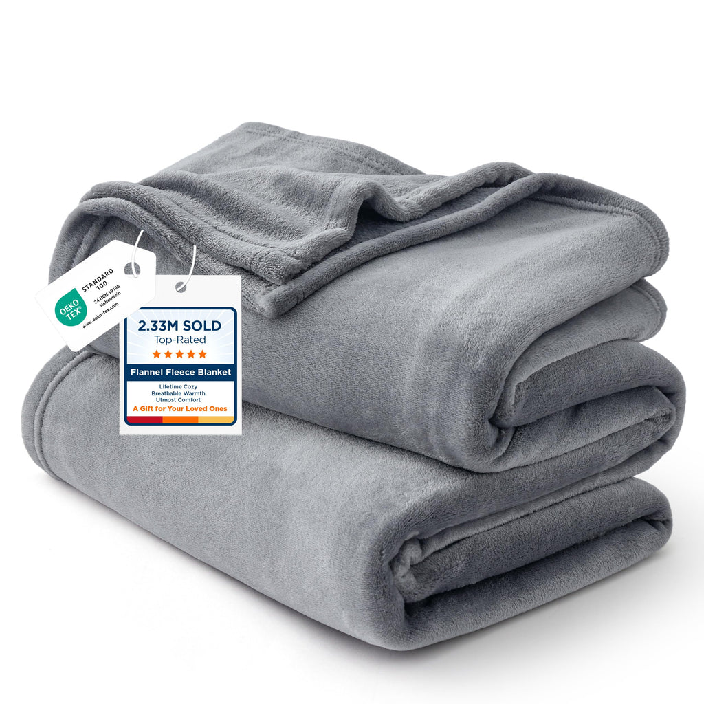 Bedsure GentleSoft Fleece Bed Blankets Queen Size Grey - Soft Cozy Warm Fall Throw Blanket Halloween Decorations Lightweight Anti-Static, Room Home Decor Gifts for Husband and Men, 90x90 inches