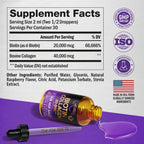 Liquid Biotin & Collagen 60,000 mcg - Vitamins for Hair Growth Support - Extra Strength Drops for Women & Men - Liquid Collagen Supplement - Strong Nails & Healthy Skin - Made in USA - 2 Fl Oz