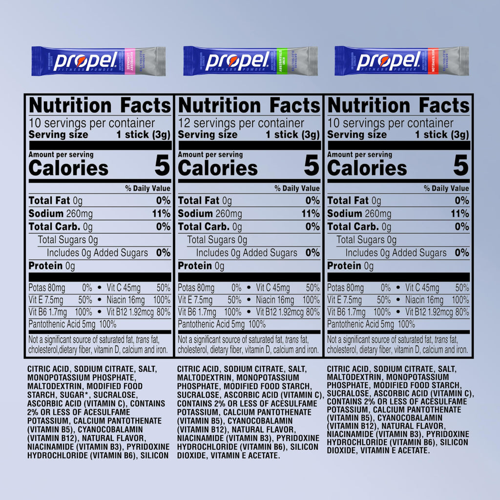 Propel Electrolyte Powder Drink Mix, 3 Flavor Variety Pack, (32 Servings)