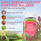 Cortisol Gummies for Women,Cortisol Manager with Ashwagandha,Magnesium,L-theanine,Phosphatidylserine,Rhodiola Rosea,Black Pepper for Mood Support,Adrenal Balance,Sleep,Vegan,Apple Flavor,60 Count