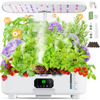 Misting Hydroponic Growing System Kit 15-Pods Indoor Smart Herb Garden Planter with LCD Touch Panel 6L Large Tank for Herb/Vegetables/Flowers/Fruits, Gardening Gifts for Women Men Beginners - White