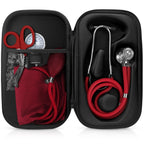 ASA TECHMED Medical Starter Kit – Stethoscope, Durable Blood Pressure Monitor, EMT Shears & Protective Carrying Case – Ideal for Healthcare Students & Professionals, Red