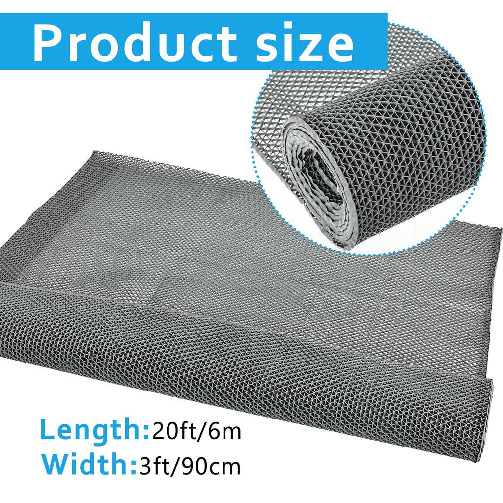 3 * 20 FT Drainage Non Slip Flooring Mats Swimming Pool Bathroom Anti-Fatigue Rubber Matting Heavy Duty Commercial Anti Slip Floor Mats for Garage Restaurant Sauna SPA