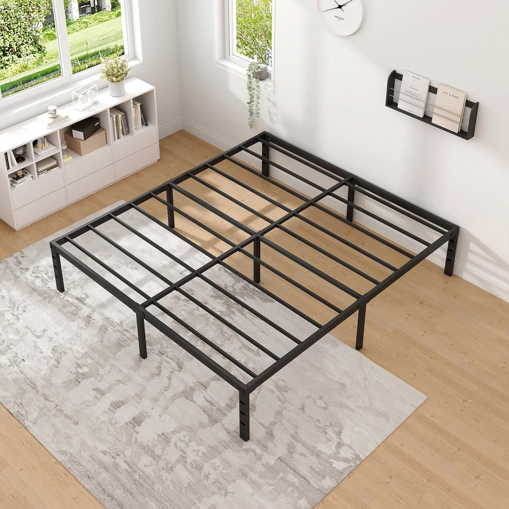 NEW JETO Metal Bed Frame,King Size Bed Frame with Storage Space,18 Inch