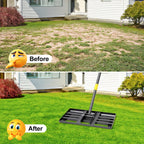 Lawn Leveling Rake, 60 Inch Adjustable Long Handle Leveling Rake, Black Heavy Duty & 1 Inch Diameter Stainless Steel Handle Lawn Rakes, Lawn Leveler Tool for Soil Grass Golf Field Yard
