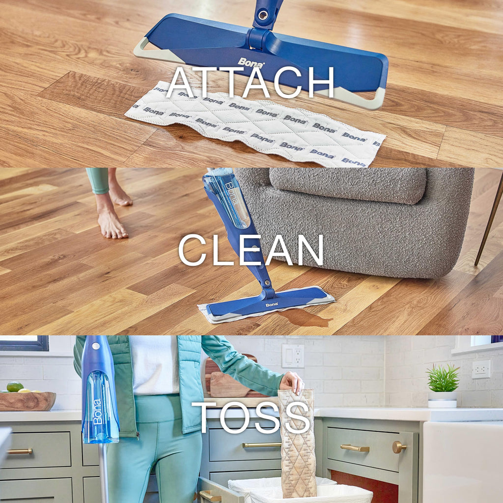 Bona Multi-Surface Floor Cleaning Pads - 18 Refills - Heavy-Duty, Disposable, Microfiber Pads for Easy Floor Cleaning