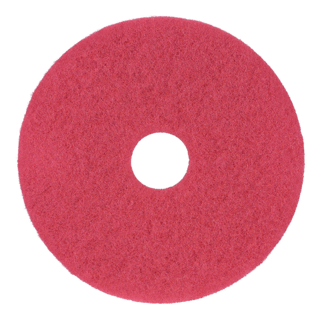 Boardwalk Buffing Floor Pads, 16" Diameter, Red, 5/Carton