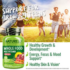 NATURELO Multivitamins for Teenage Girls/Boys, 120 Capsules, Whole Food Multivitamin with Minerals, Non-GMO, Vegetarian