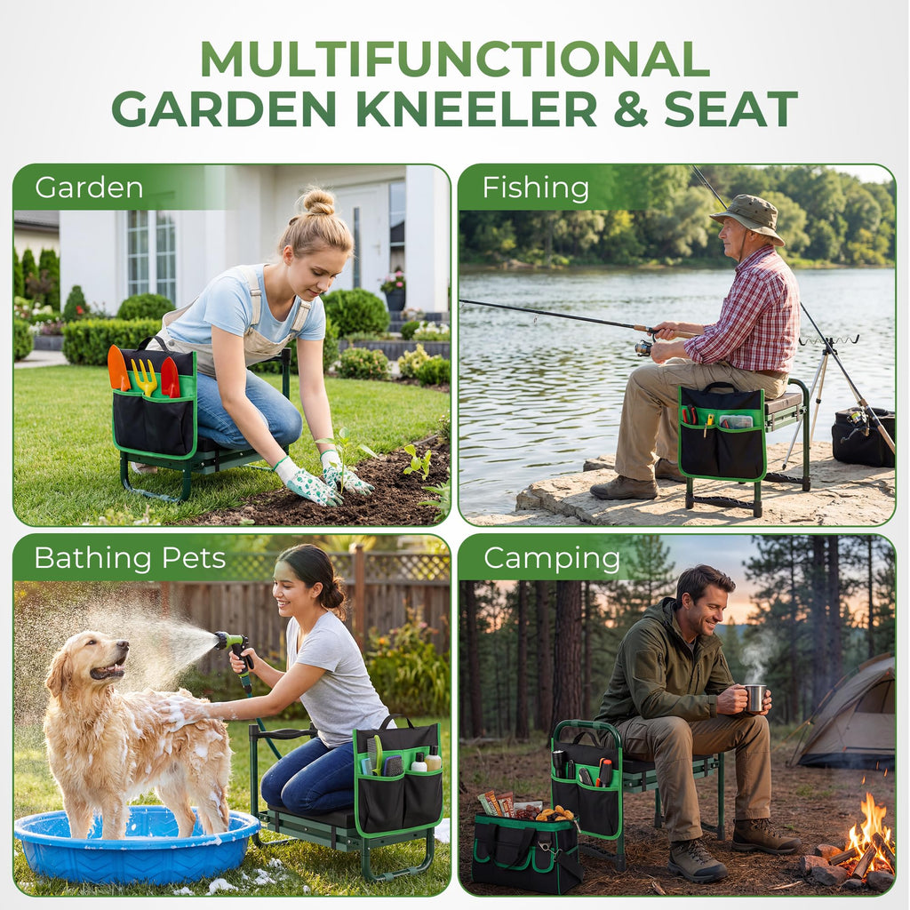 Walensee Garden Kneeler and Seat, with Wider Soft Kneeling Pad & Tool Pouch