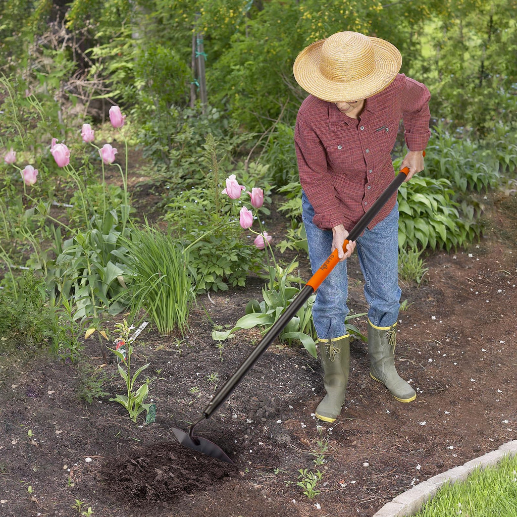 AgroPro Hoe Garden Tool, Heavy Duty Garden Hoe for Weeding, Metal Garden Hoe with Long Handle, 58 Inches