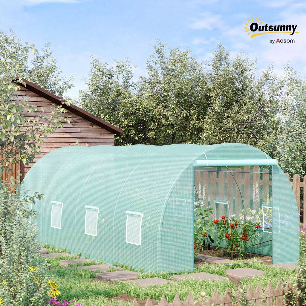 Outsunny 20' x 10' x 7' Walk-in Tunnel Greenhouse Zippered Door Green