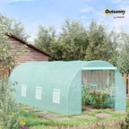 Outsunny 20' x 10' x 7' Walk-in Tunnel Greenhouse Zippered Door Green