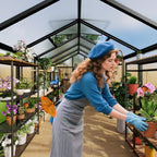 6x8FT Polycarbonate Greenhouse, Walk-in Outdoor Aluminum Frame Greenhouse with Roof Vent, Lockable Push Door for Garden, Backyard, Patio & Lawn
