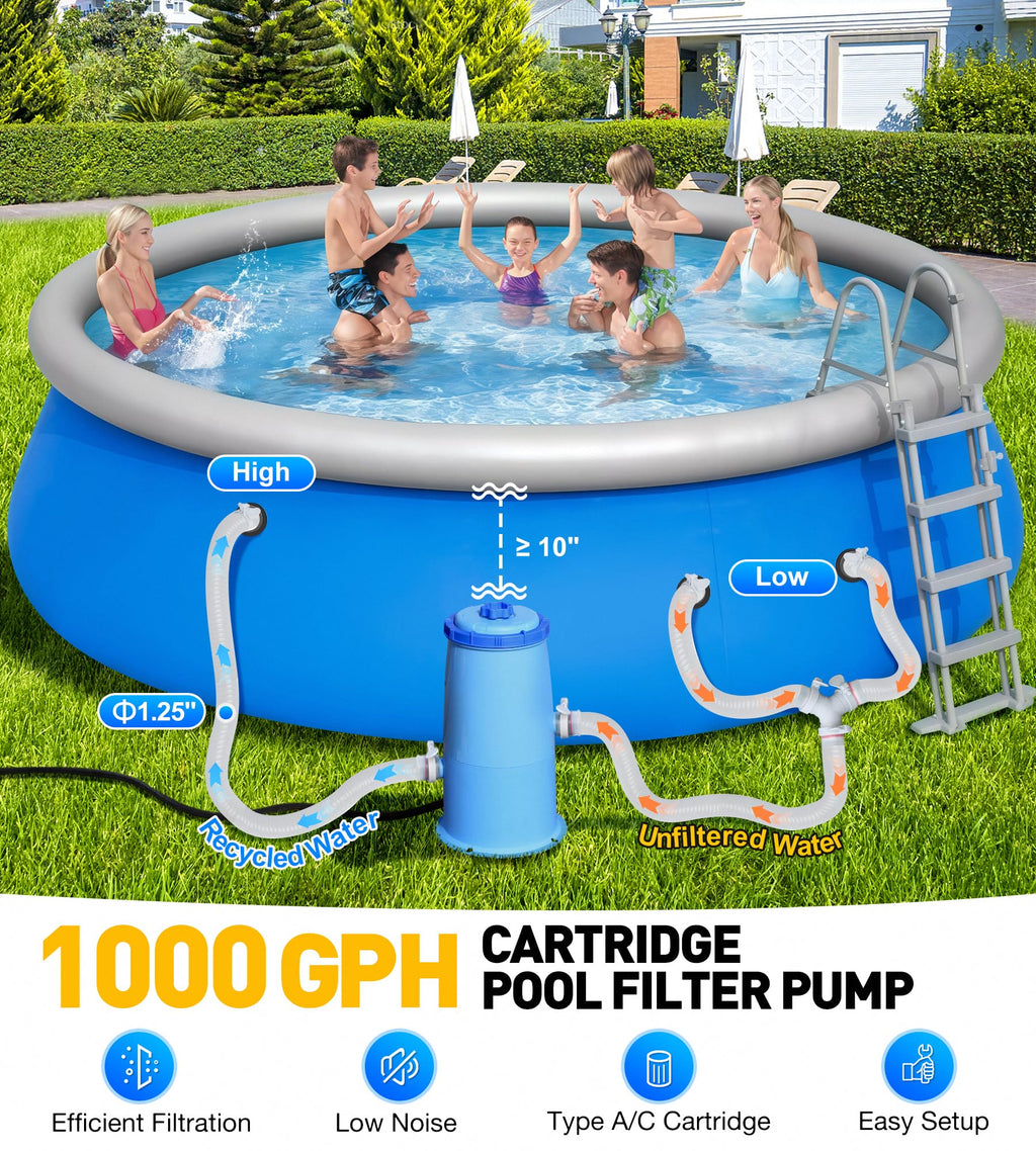 DeeprClean 1000 GPH Pool Filter Pump for Above Ground Pools, Type A/C ...