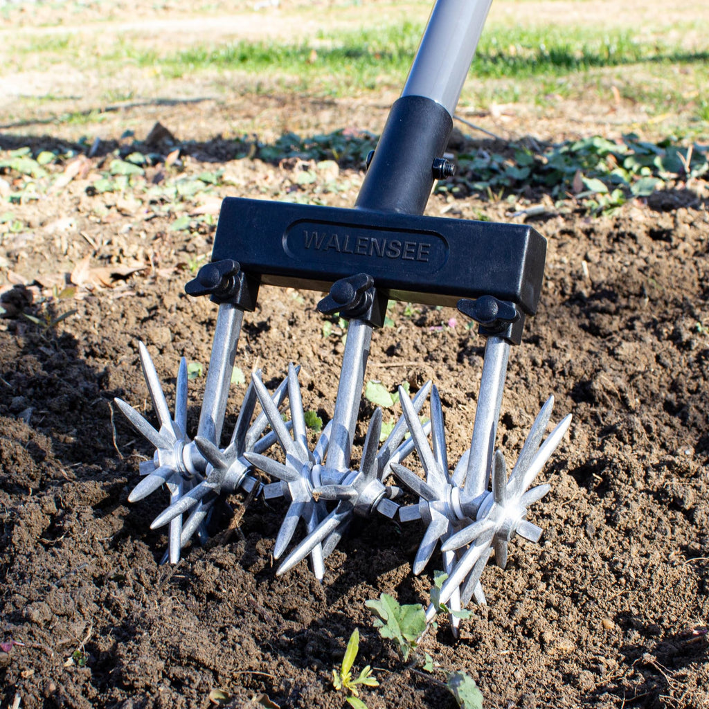 Walensee Rotary Cultivator, Hand Tiller for Soil Mixing or Reseeding