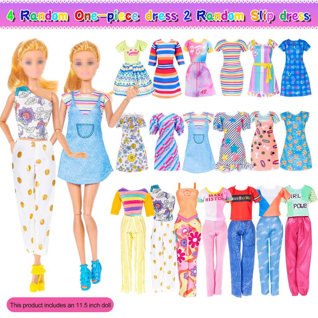 91pcs 11.5 Inch Girl Doll with Clothes, Accessories and Closet - Princess Gowns, Fashion Dresses, Outfits, Swimsuits, Shoes, Hangers - Dress Up Toys for Girls, Kids, Toddlers (Doll Included)