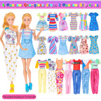 91pcs 11.5 Inch Girl Doll with Clothes, Accessories and Closet - Princess Gowns, Fashion Dresses, Outfits, Swimsuits, Shoes, Hangers - Dress Up Toys for Girls, Kids, Toddlers (Doll Included)