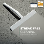 GÜTEWERK Silicone Shower Squeegee for Glass Doors & Mirrors with Stainless Steel Core, Streak-Free & No-Squeak Window Cleaning, 3-in-1 No-Drill Mount (Hook/Suction/Adhesive),White, 15 Inches