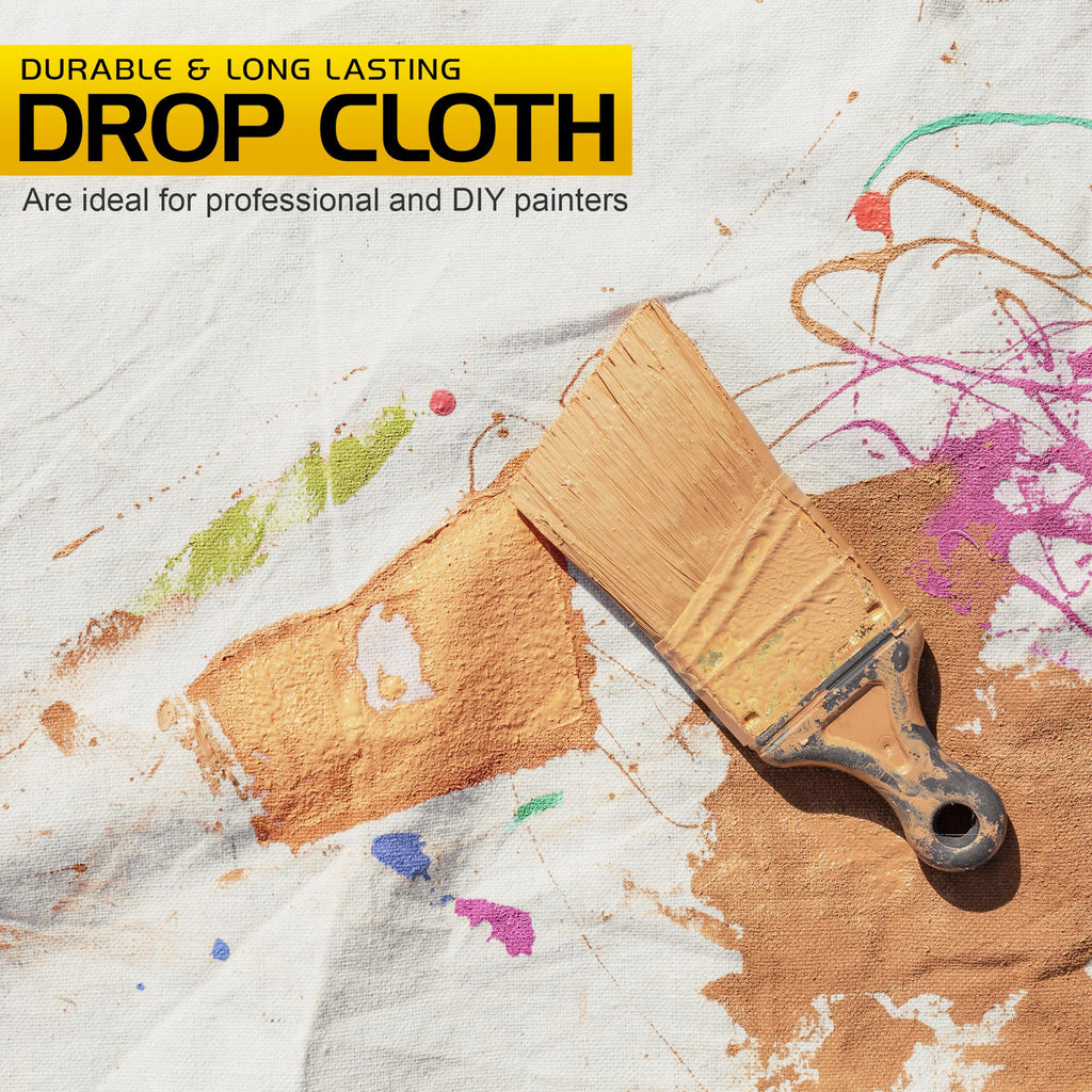 Utopia Drop Cloth (6x9 ft, 2 Pack) Washable and Reusable Drop Cloth for Painting, Furniture & Floor Protection Highly Absorbent Painting Tarp - Canvas Drop Cloth for Outdoor and Indoor Use