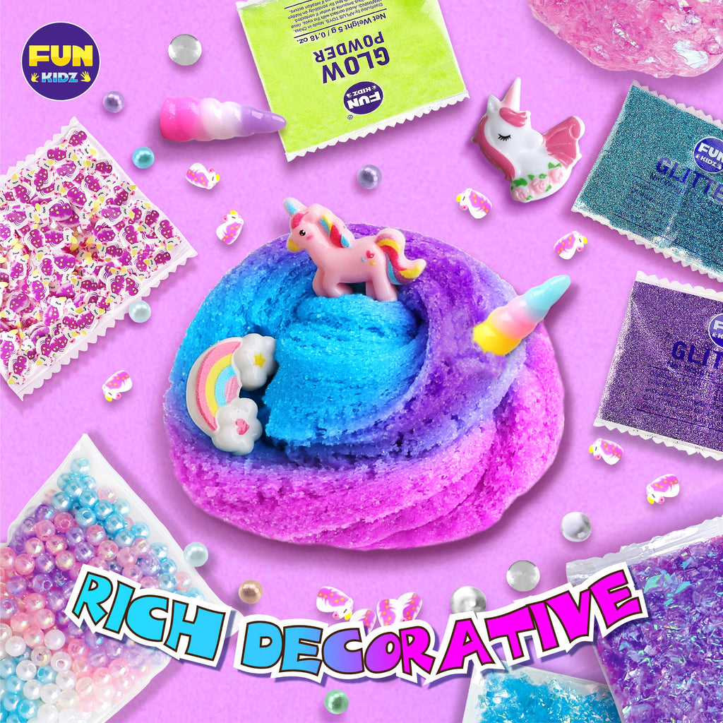Fluffy Unicorn Slime Kit for Girls, FunKidz Cloud Slime Gift for Ages 6+ Kids Fun Slime Making Kit Awesome Craft Toy Birthday Present Ideas