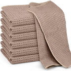 Ekedalen Microfiber Cleaning Cloth Waffle Weave for Dusting Absorbent Towel Quick Drying Dust Rags Household Kitchen, Lint Free Streak Free, 6 Pack,12 x 12 Inches, Khaki