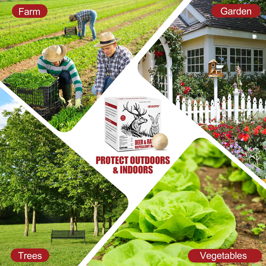 Deer Repellent Ball 12 Pcs, Rabbit Repellent Outdoor, Effective Deer Deterrent for Garden, Protect Your Plants with Powerful Repellents Deer for Flowers, Shrubs & Trees