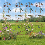 Blulu 4 Pack Metal Garden Trellis for Climbing Plants,60x11 in,Hummingbird
