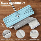 JOYMOOP Flat Mop, Microfiber Mops for Floor Cleaning and Wall Cleaner, 50" Mops with 13" Flat Head with a Microfiber Mop Pad - Pale Aqua
