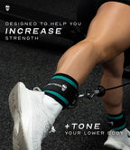 Gymreapers Ankle Strap (Single) For Cable Machine Kickbacks, Glute Workouts, Lower Body Exercises - Adjustable Leg Strap with Neoprene Padding (Cyan, Single)