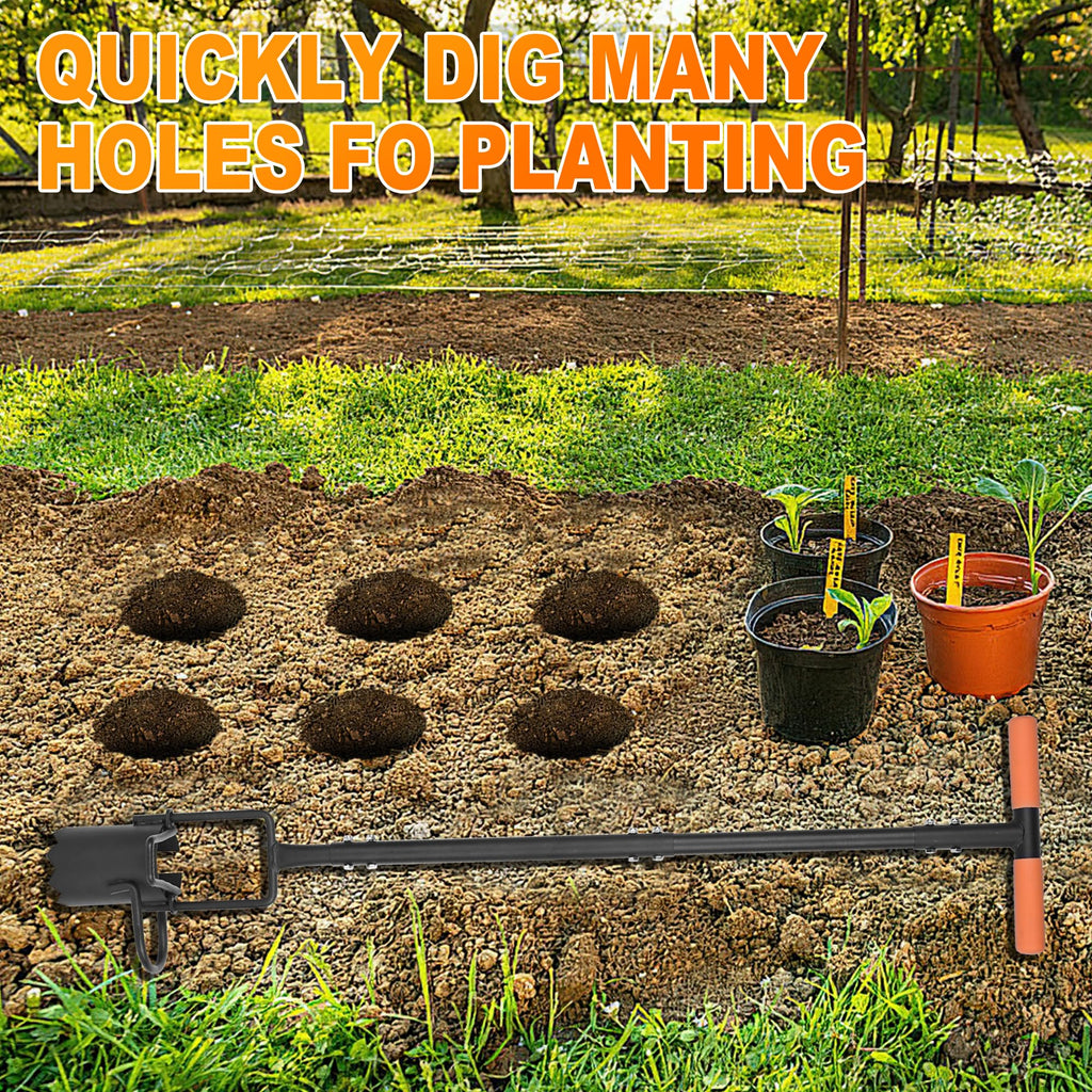 BARAYSTUS Bulb Planter Tool Long Handle, Tulip Bulb Planter Tool with Serrated Base & Double Pedal, Soft T Grip Sod Plugger, Heavy Duty Bulb Planter Tool for Digging Holes Sowing Plant Bulb