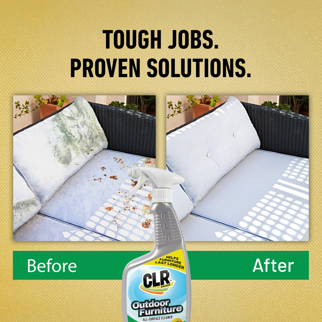 CLR Brands Outdoor Furniture Cleaner, 26 oz. Spray Bottle, Cleans Outdoor Surfaces, Remove Dirt and Grime from Fabric, Wood, Wicker, PVC, Plastic and More