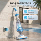 Consciot Pool Vacuum for Above Ground Pool & Inground Pool, Rechargeable Handheld Cleaner with Telescopic Pole,18.5 GPM Suction, 13.4" Head, 60-Min Runtime, for Spa & Hot Tub