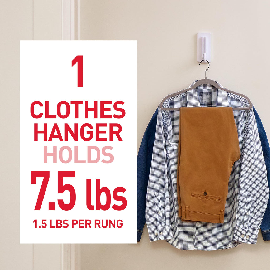 Command Folding Clothes Hanger,Holds up to 5 Hangers 7.5 lb,1.5lbs per Rung,1 Hook with 5 Rungs,4 Strips,Closet Organizer,Home Organization,(Pack of 2)