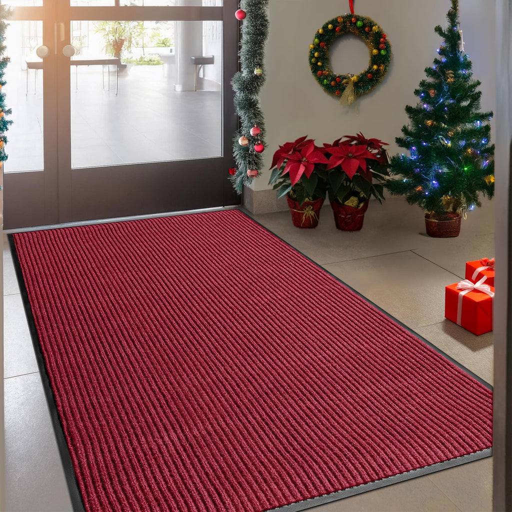 MaxMat® Extra Large Commercial Door Mat, Rubber Border Heavy Duty Door Mat, Waterproof, Low-Profile, Easy to Clean, Rubber Entry Mat. (Red, 3 x 5 Feet)