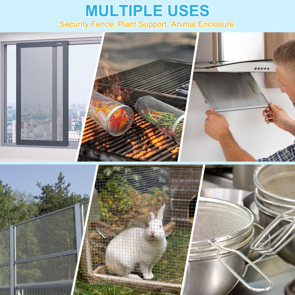 YUKKOEOQ 8 Pcs 13x9 (33cmx23cm) 40 Mesh 304 Stainless Steel Wire Mesh Sheet, Rustproof Metal Mesh Sheet Screen for DIY Crafts, Vent Covers, Garden Fencing, Window Protection & Industrial Filters