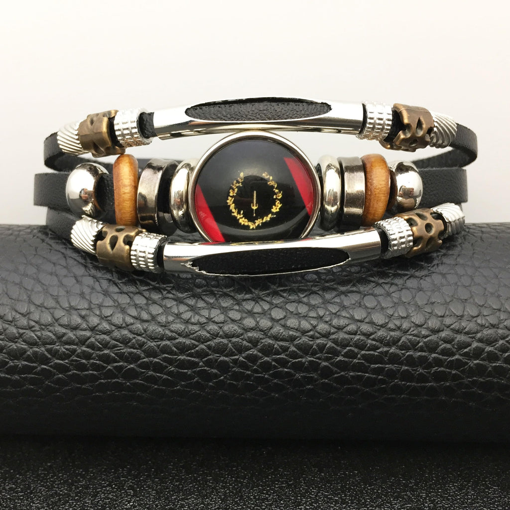 ViKiJi Black American Heritage Flag Bracelet - African American Flag Bracelet for Women Men - Glass Cabochon Bracelet Jewelry