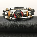 ViKiJi Black American Heritage Flag Bracelet - African American Flag Bracelet for Women Men - Glass Cabochon Bracelet Jewelry